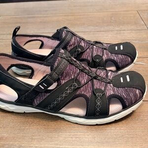 Dr Scholls Womens Memory Foam Cool Fit Black and Purple Comfort Sandals Size 10
